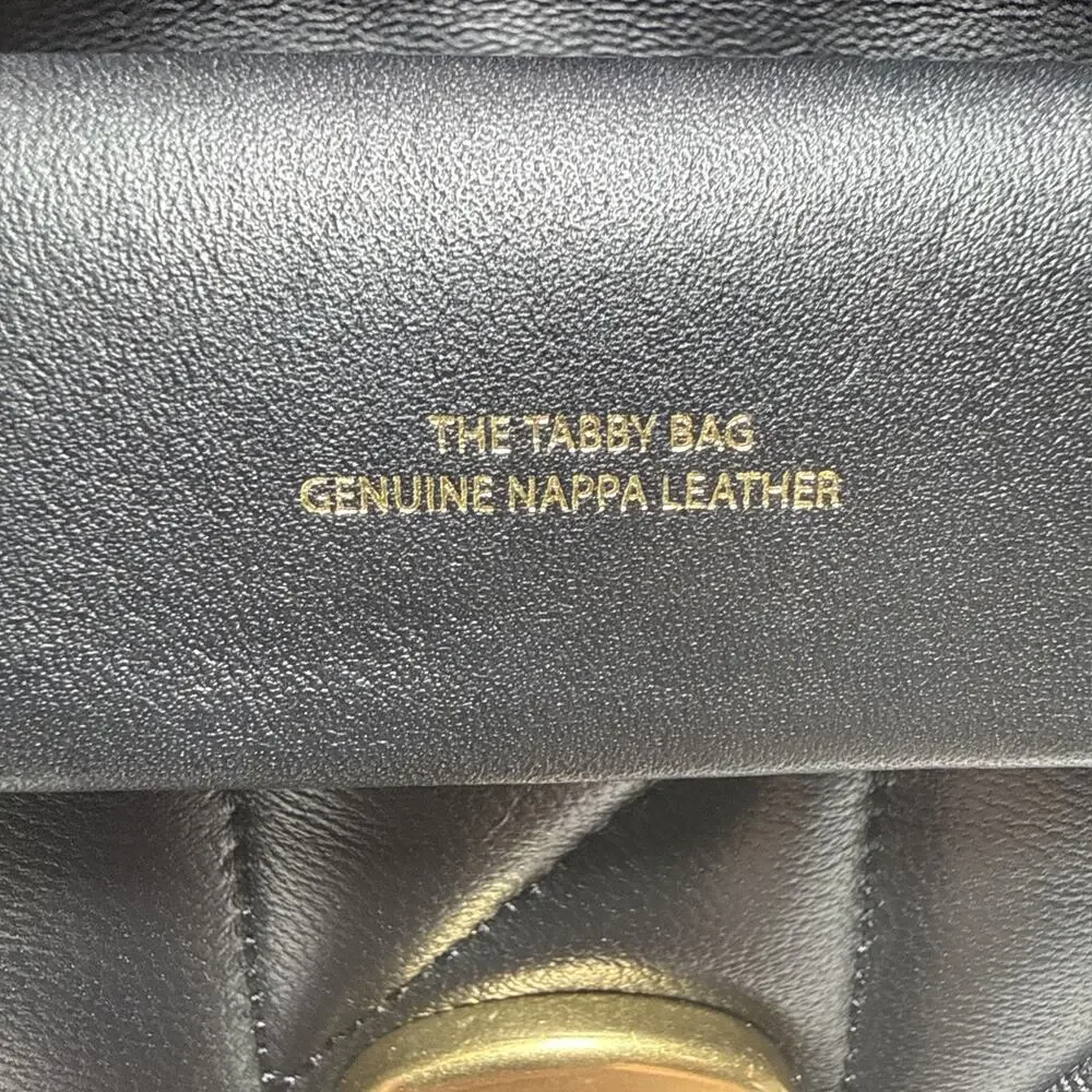 Coach Black Quilted Tabby 20 Shoulder Bag Gold Chain Strap Loose Thread See Pic